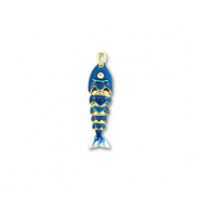 Colgantes de latón Eco-brass® pez Dorado-azul oscuro-blanco