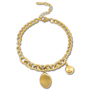 Pulseras Acero Inox bola Dorado