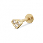 Piercing oreja Acero Inox corazón Dorado