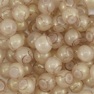 Abalorios de vidrio con glitter 8 mm Beige-dorado