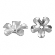 Fornituras Acero Inox tapones de cuentas flor Plateado