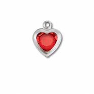 Colgantes Acero Inox coraz&oacute;n Plateado-rojo