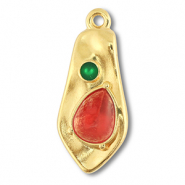 Colgantes metálicos DQ irregular Dorado (sin níquel)-rojo-verde
