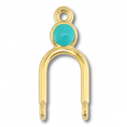 Colgantes met&aacute;licos DQ entrepieza Dorado (sin n&iacute;quel)-azul turquesa