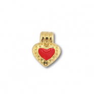 Colgantes metálicos DQ corazón Dorado (sin níquel)-rojo