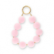 llavero pomp&oacute;n Rosa claro-dorado