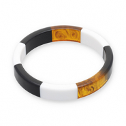 Pulseras bangle de resina Transparente marrón ámbar-blanco-negro