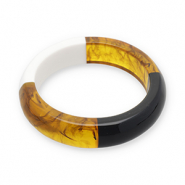 Pulseras bangle de resina Transparente marrón ámbar-blanco