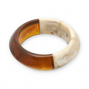 Pulseras bangle de resina Transparente marrón ámbar-blancuzco-beige
