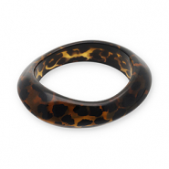 Pulseras bangle de resina con estampado leopardo Transparente marrón ámbar