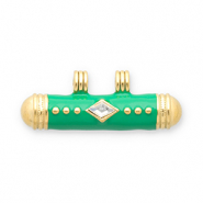 Message bead colgantes Acero Inox Dorado-verde-transparente