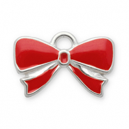 Colgantes Acero Inox lazo Plateado-rojo
