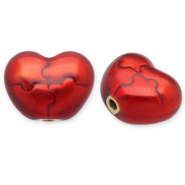 Abalorios Acero Inox coraz&oacute;n Dorado-rojo