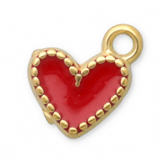 Colgantes Acero Inox corazón Dorado-rojo