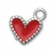 Colgantes Acero Inox corazón Plateado-rojo