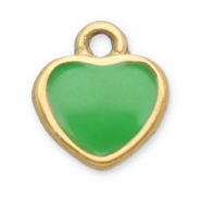 Colgantes Acero Inox corazón Dorado-verde claro