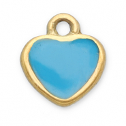 Colgantes Acero Inox corazón Dorado-azul