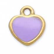 Colgantes Acero Inox corazón Dorado-lila