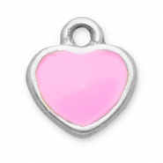 Colgantes Acero Inox corazón Plateado-rosa