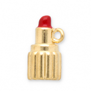 Colgantes Acero Inox lápiz labial Dorado-rojo