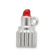 Colgantes Acero Inox lápiz labial Plateado-rojo
