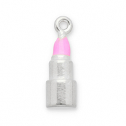 Colgantes Acero Inox lápiz labial Plateado-rosa