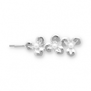Accesorios para el pelo pasador para pelo flores con imitaci&oacute;n de perlas Plateado-blanco