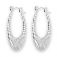 Pendientes Acero Inox criollas óvalo Plateado