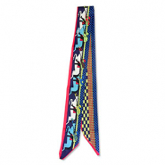 Bandana Pañuelo con caballos Azul-rojo-amarillo