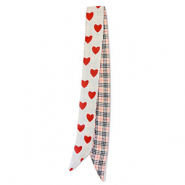 Bandana Pañuelo con corazón/patrón rombo Melocotón Rosa-rojo-blanco