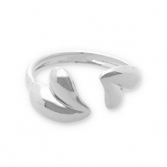 Anillos Acero Inox coraz&oacute;n Plateado