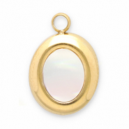 Colgantes Acero Inox concha óvalo Dorado-blanco