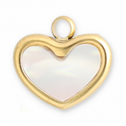 Colgantes Acero Inox concha corazón Dorado-blanco