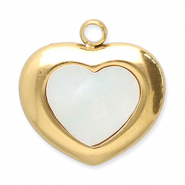 Colgantes Acero Inox concha corazón Dorado-blanco