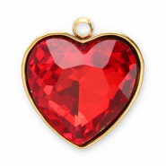 Colgantes Acero Inox faceteado corazón Dorado-rojo