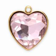 Colgantes Acero Inox faceteado corazón Dorado-rosado