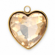 Colgantes Acero Inox faceteado corazón Dorado-champagne