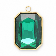 Colgantes Acero Inox faceteado rectángulo Dorado-verde oscuro