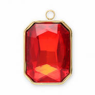 Colgantes Acero Inox faceteado rectángulo Dorado-rojo