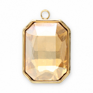 Colgantes Acero Inox faceteado rectángulo Dorado-champagne