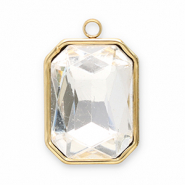 Colgantes Acero Inox faceteado rectángulo Dorado-cristal