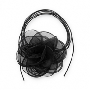 Choker con flor de organza Negro