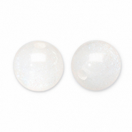 Abalorios acrílicos con glitter 8 mm Blanco-turquesa