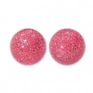 Abalorios acrílicos con glitter 8 mm Rosa cereza-plateado