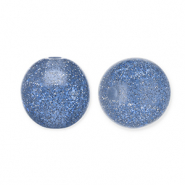 Abalorios acrílicos con glitter 8 mm Azul montana-plateado