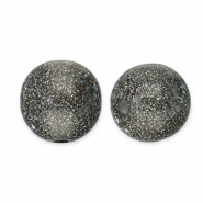 Abalorios acrílicos con glitter 8 mm Negro-plateado