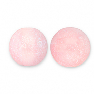Abalorios acrílicos con glitter 12 mm Rosa claro-turquesa
