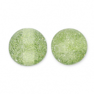 Abalorios acrílicos con glitter 12 mm Verde oliva-plateado