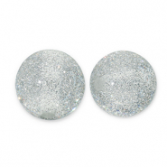 Abalorios acrílicos con glitter 12 mm Gris-plateado