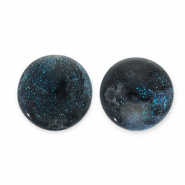 Abalorios acrílicos con glitter 12 mm Negro-turquesa